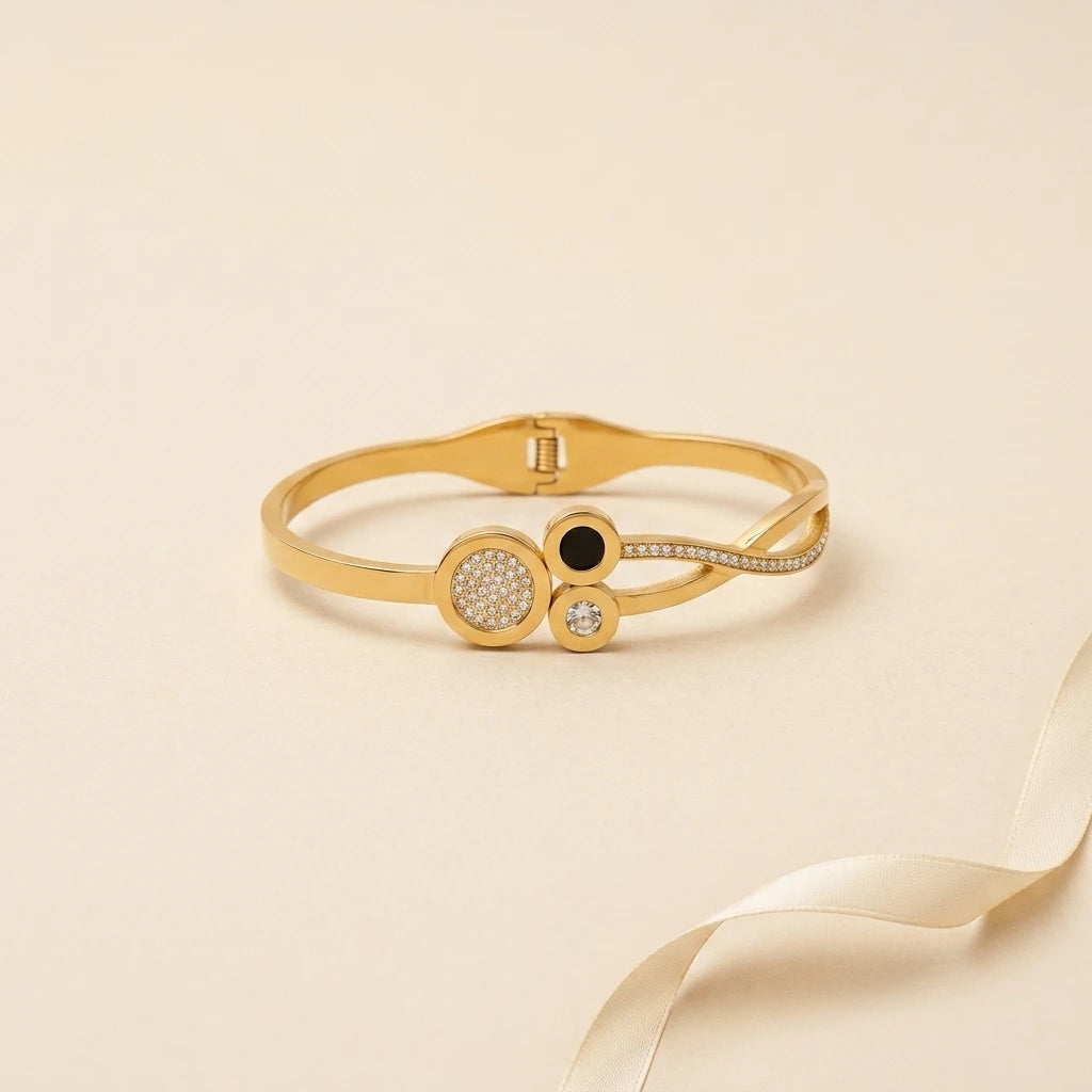 Multi-Stone Stainless Steel Bracelet