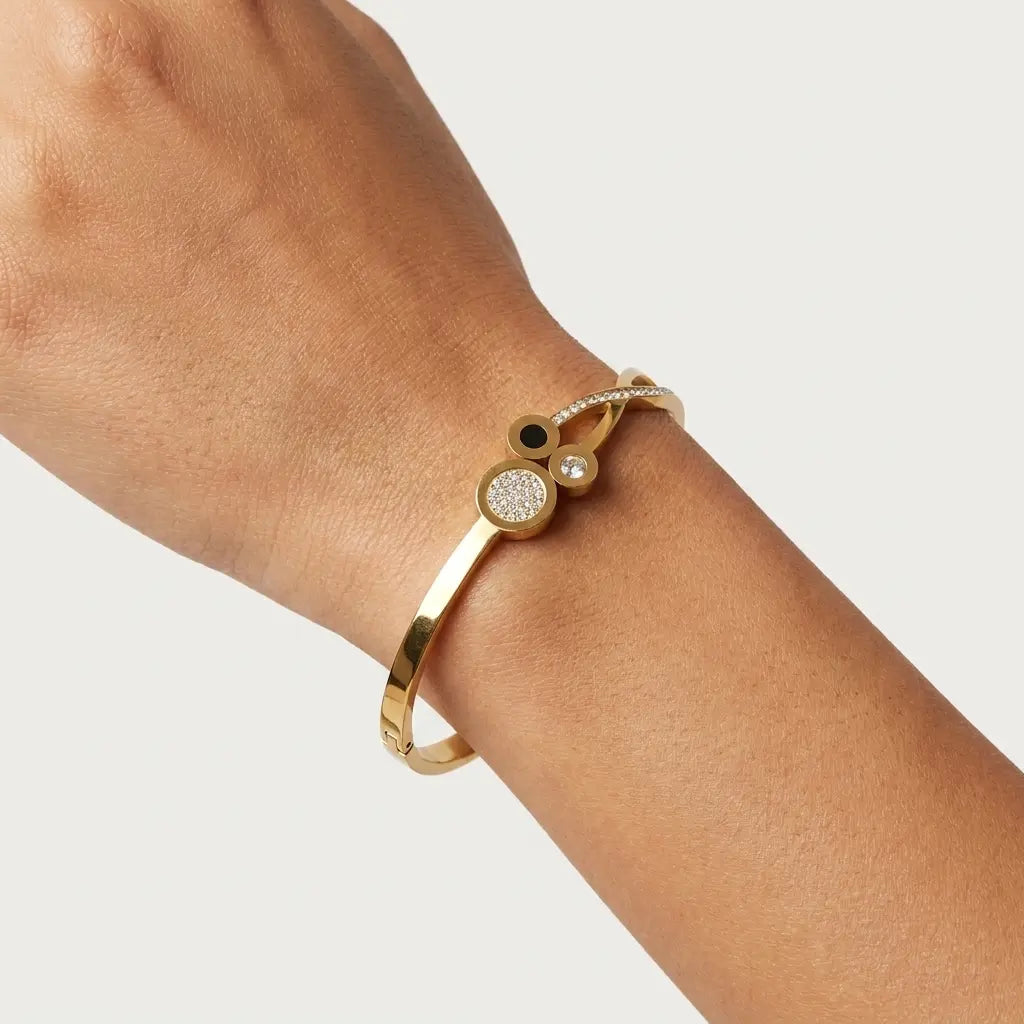 Multi-Stone Stainless Steel Bracelet