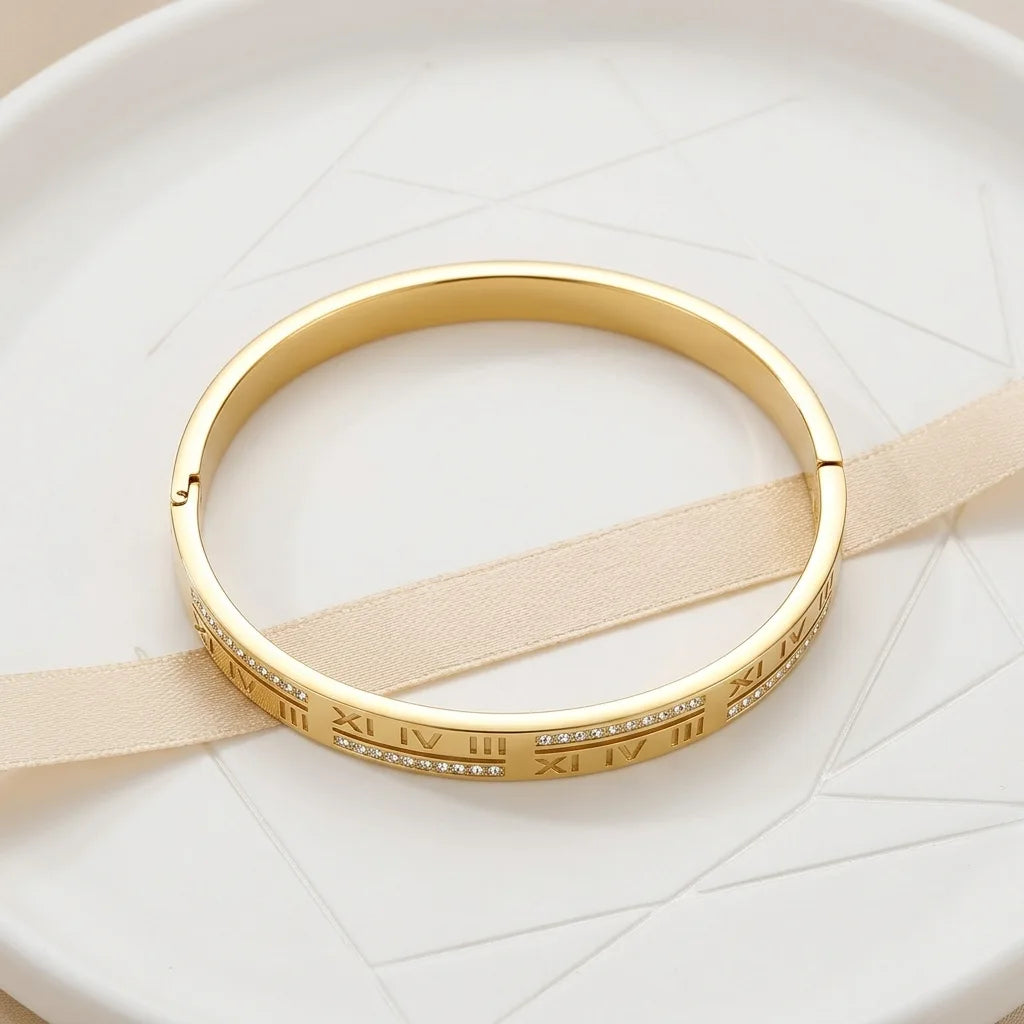 Roman Numeral Stainless Steel Bracelet