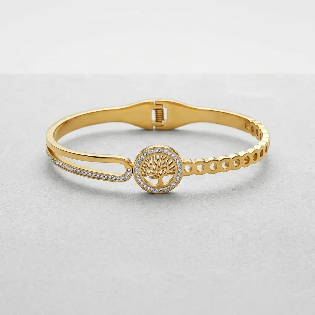 Tree of Life Pavé Stainless Steel Bracelet