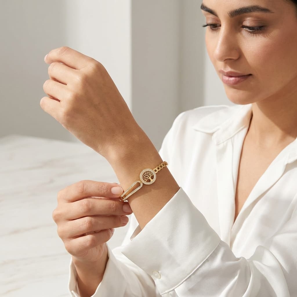 Tree of Life Pavé Stainless Steel Bracelet