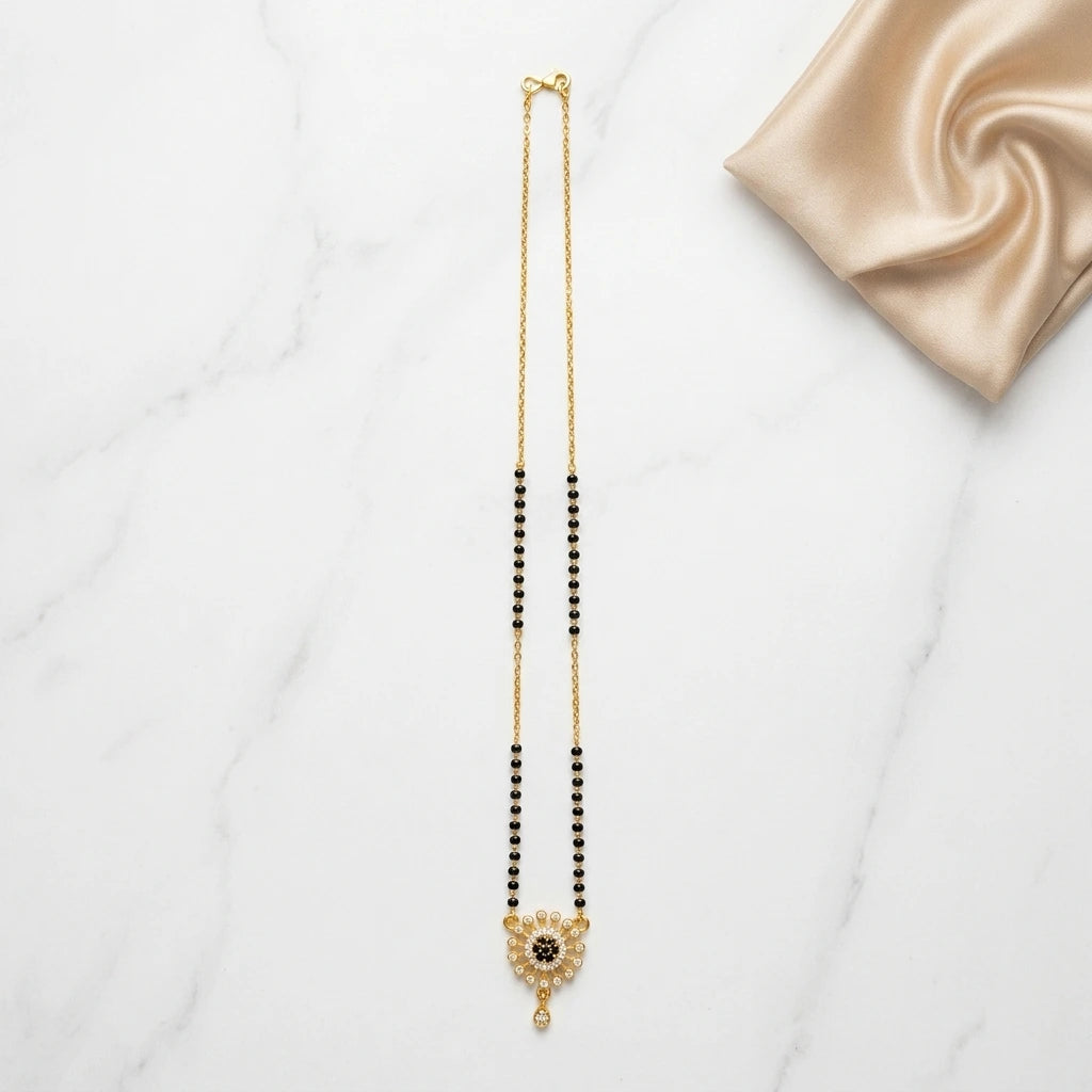 Modern Radiant Floral Diamond Mangalsutra
