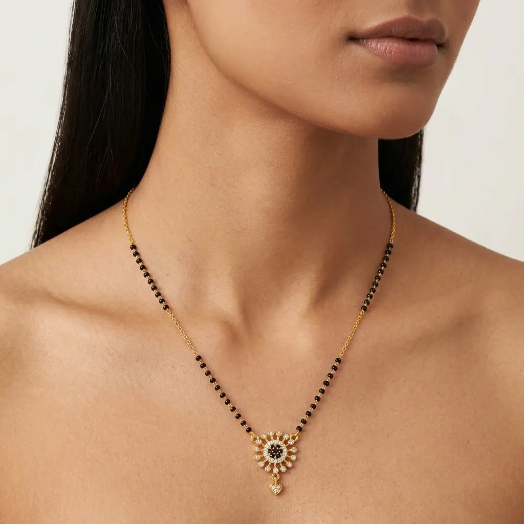 Modern Radiant Floral Diamond Mangalsutra