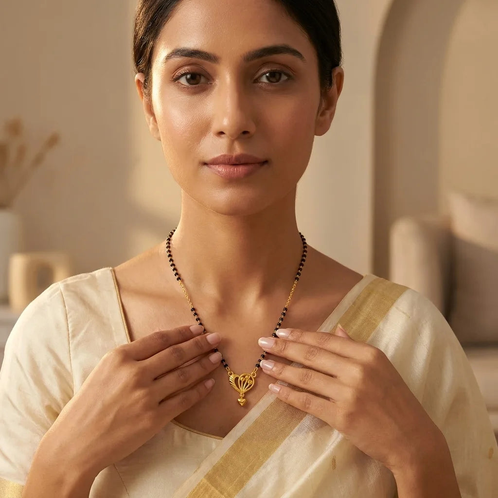 Golden Heart Filigree Mangalsutra