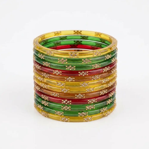 Stunning Green Red & Yellow Bangles Set Accessories