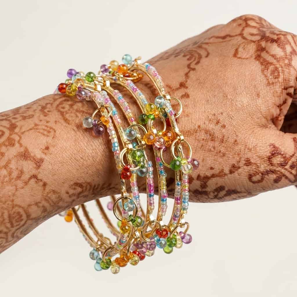 Multicolor Beaded Charm Stacking Bangle Set Accessories