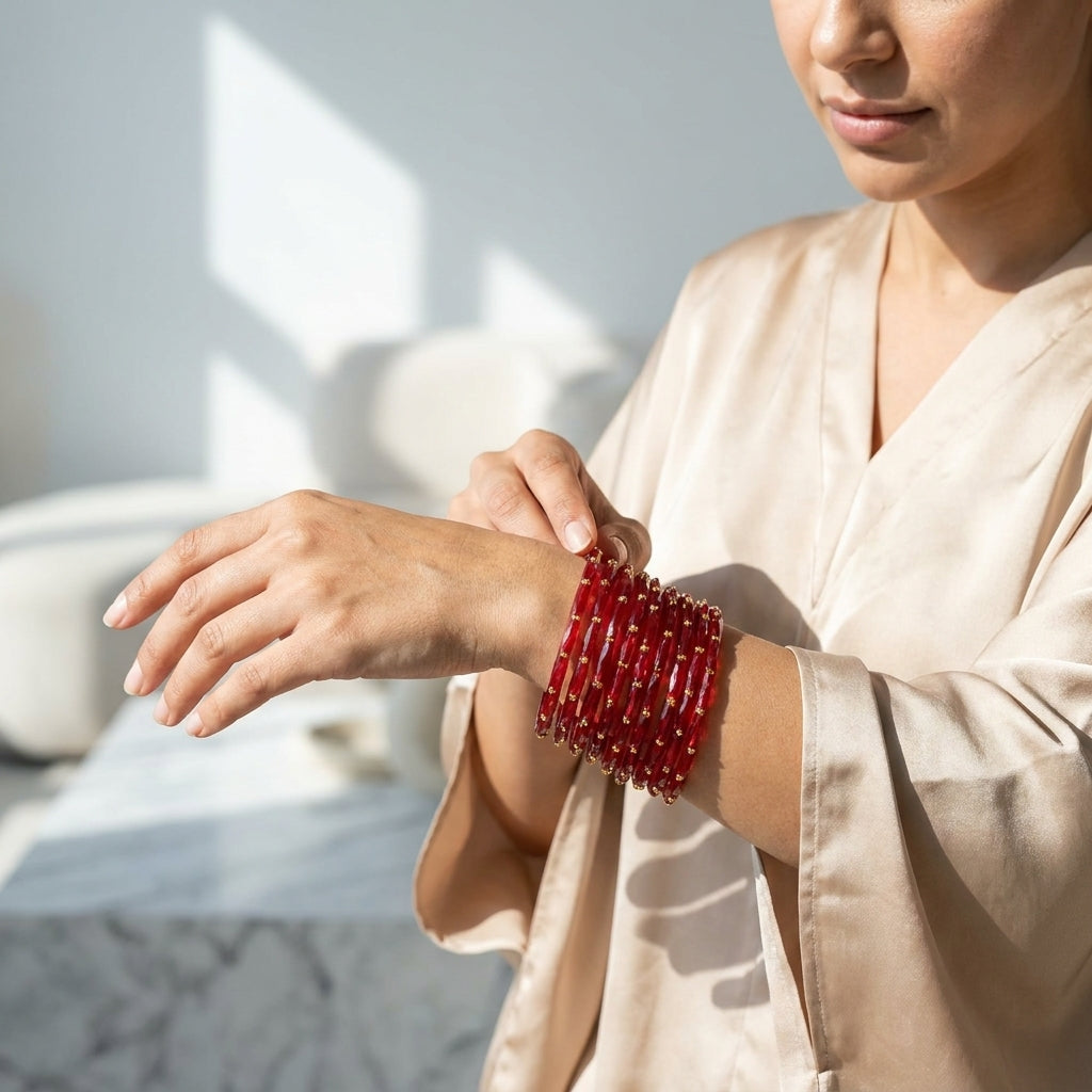 Stunning Red Chura Set Accessories
