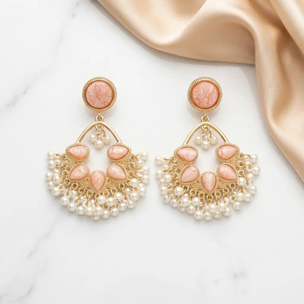 Pink Pearl Drop Earrings