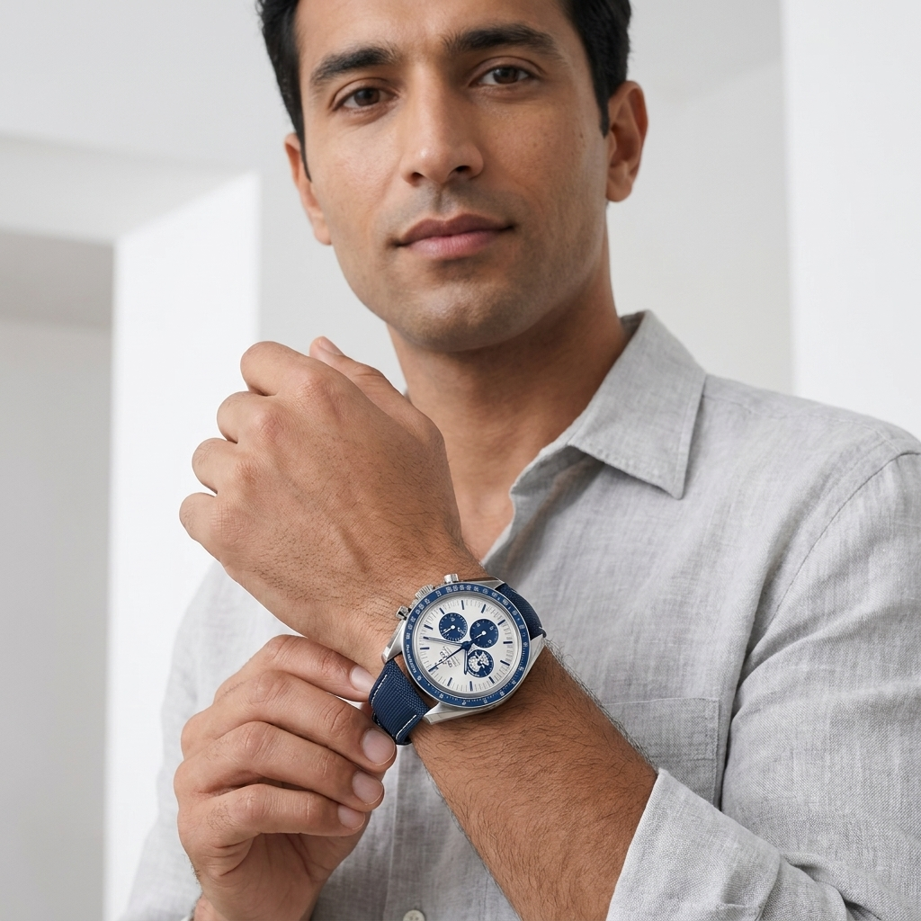 Men's Panda Pattern Quartz Watch | Blue & White | Stainless Steel Case | Date & Luminous Hands | Business & Sport