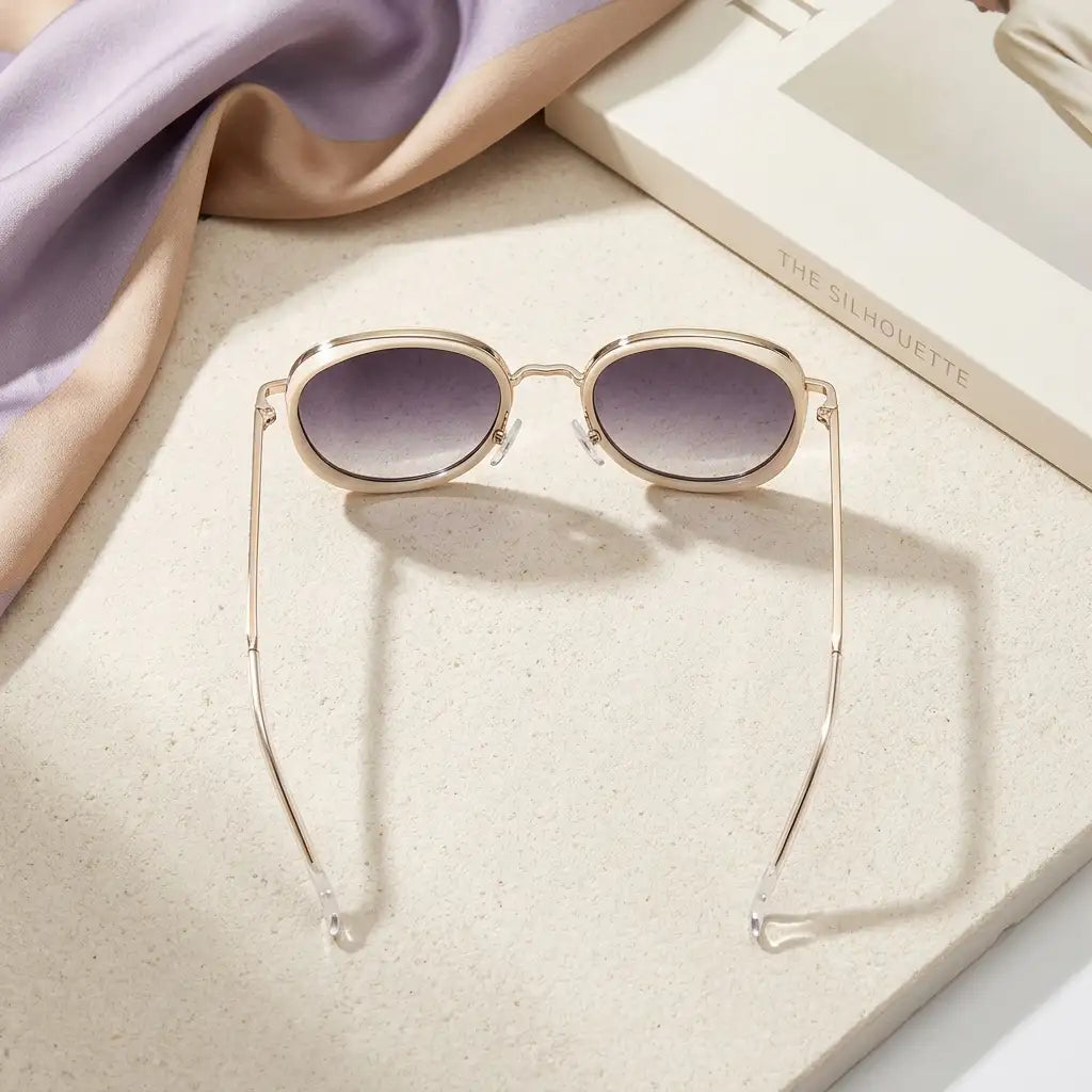 Golden Oversized Girls' Sunglasses UV400 – Kids Party & Prom Eyewear