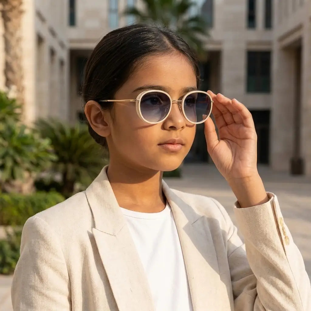 Golden Oversized Girls' Sunglasses UV400 – Kids Party & Prom Eyewear
