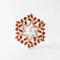 Pearl & Red Stone Saree Pin