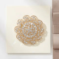 Gold Crystal Flower Saree Pin