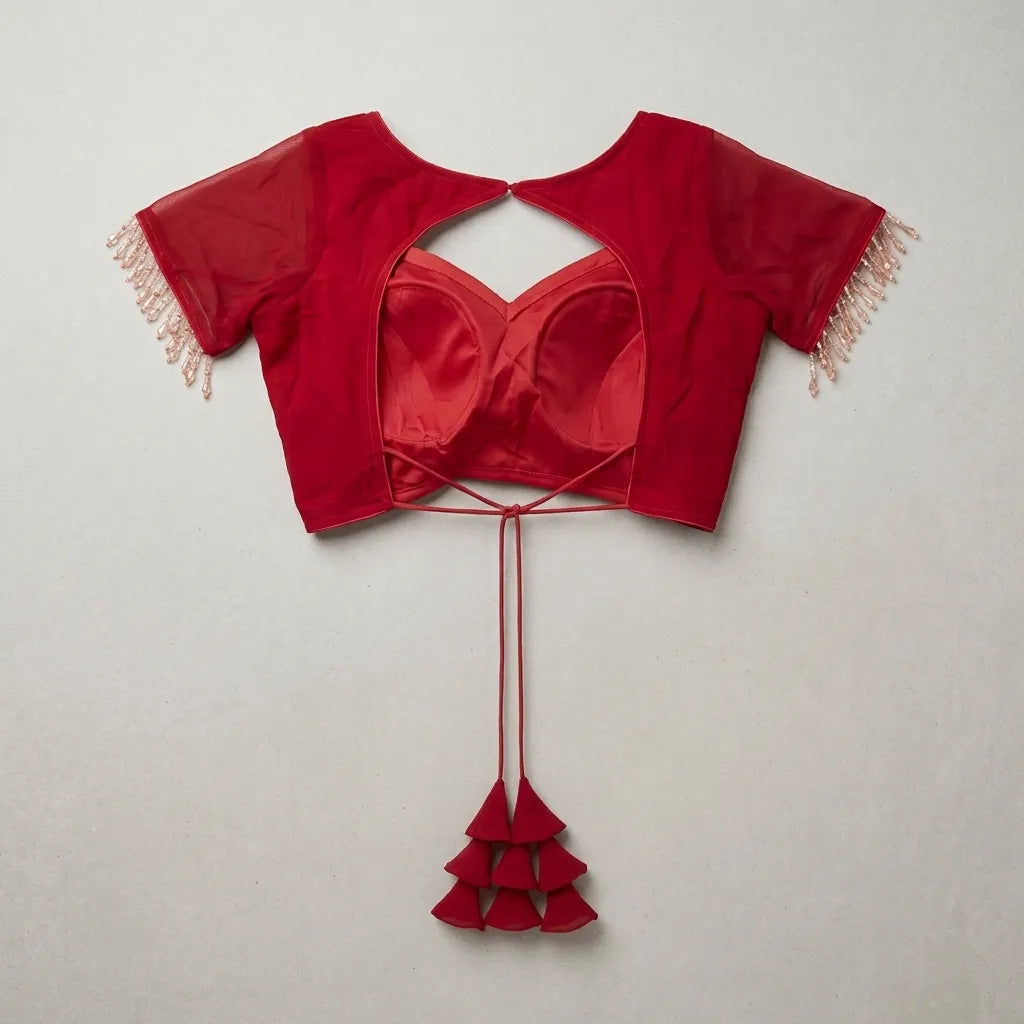 Designer Red Stitched Blouse for Women