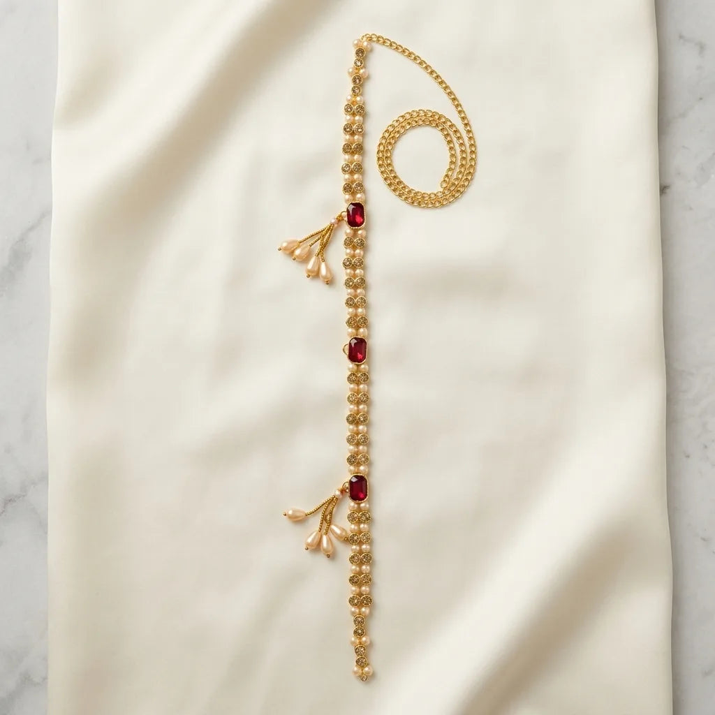 Pearl & Red Stone Kamarband