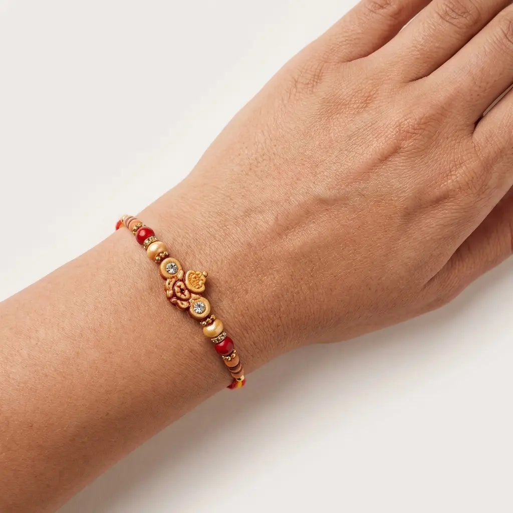 Traditional Red & Yellow Thread Rakhi