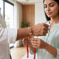 Traditional Four-Petal Stone & Pearl Designer Rakhi