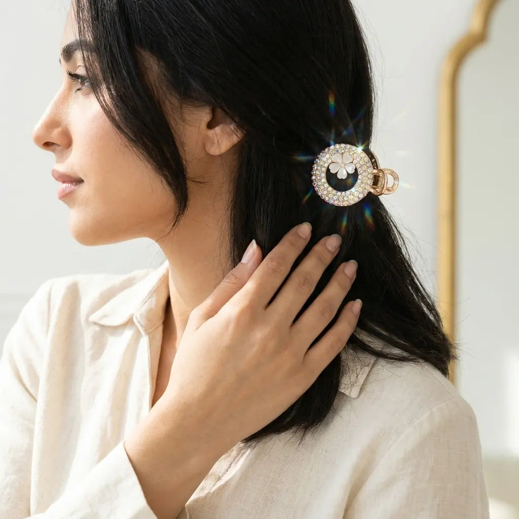 Crystal Rhinestone Circular Hair Clip