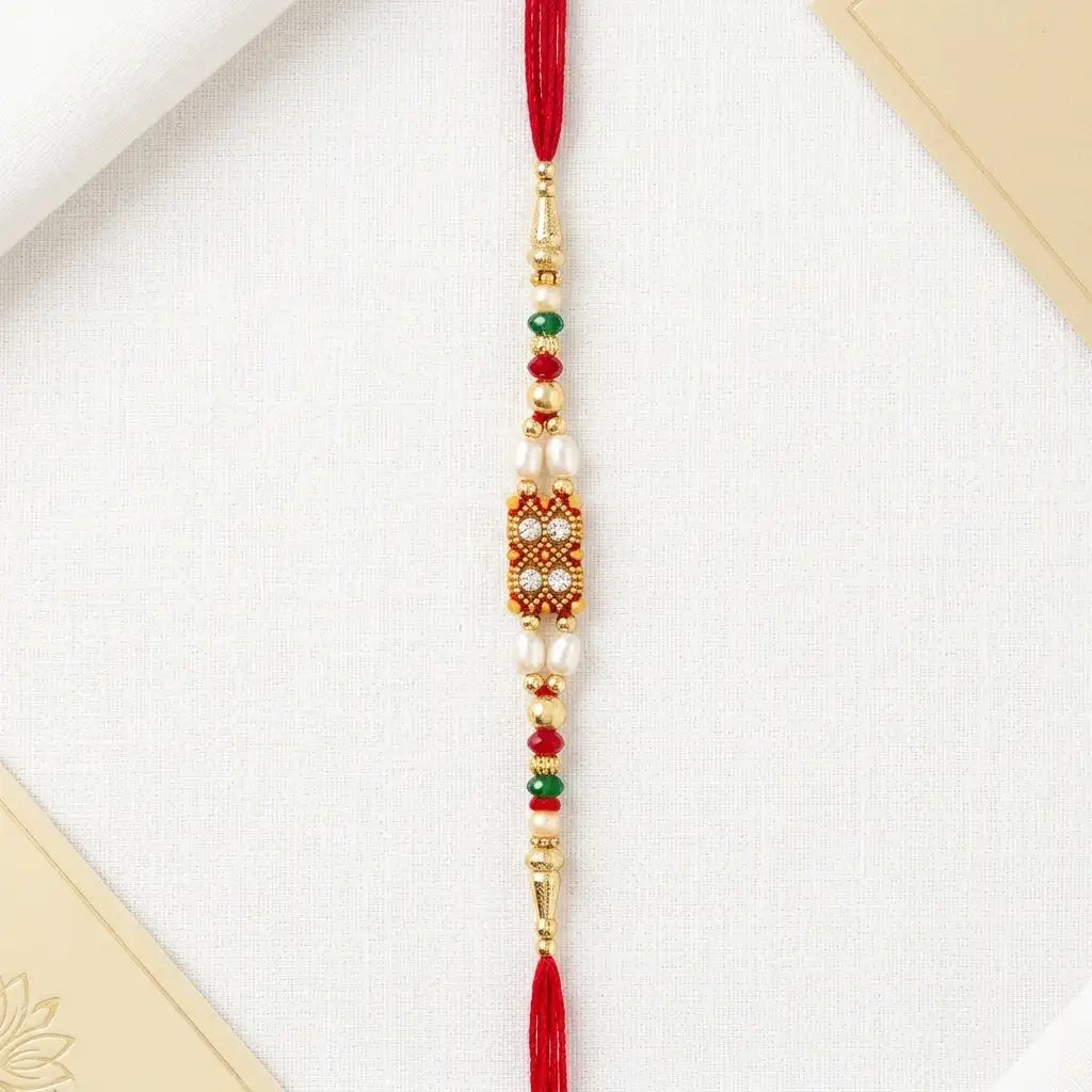 Traditional Stone-Studded Centerpiece Rakhi
