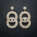 Gold Rhinestone Double Circle Earrings