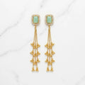 Mint Green Stone and Gold Chain Tassel Earrings