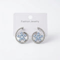 Silver Crystal Flower Swirl Earrings