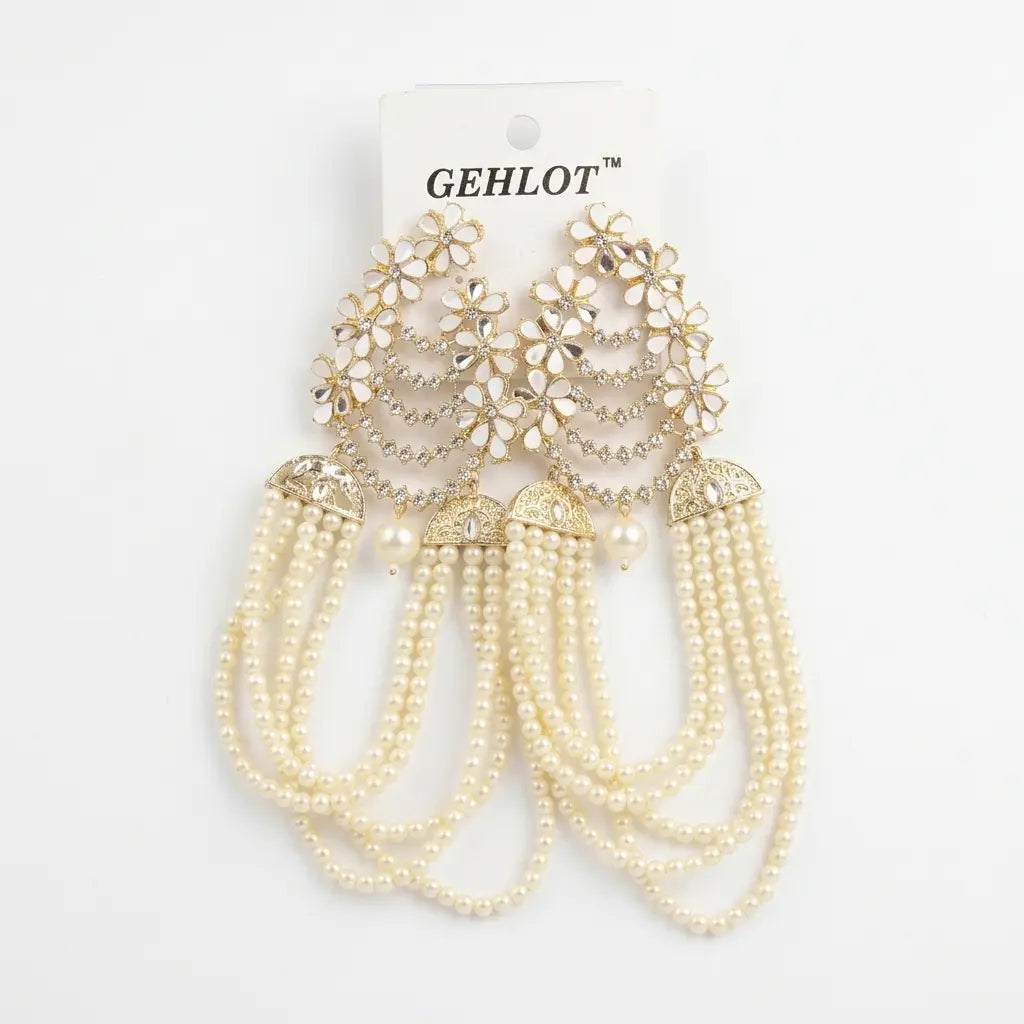 Pearl Multi-Strand Statement Earrings