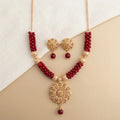 Ethnic Red Stone Necklace and Matching Earrings