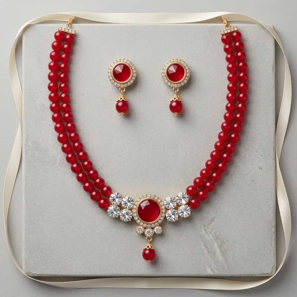Traditional Choker Necklace with Stone Centerpiece