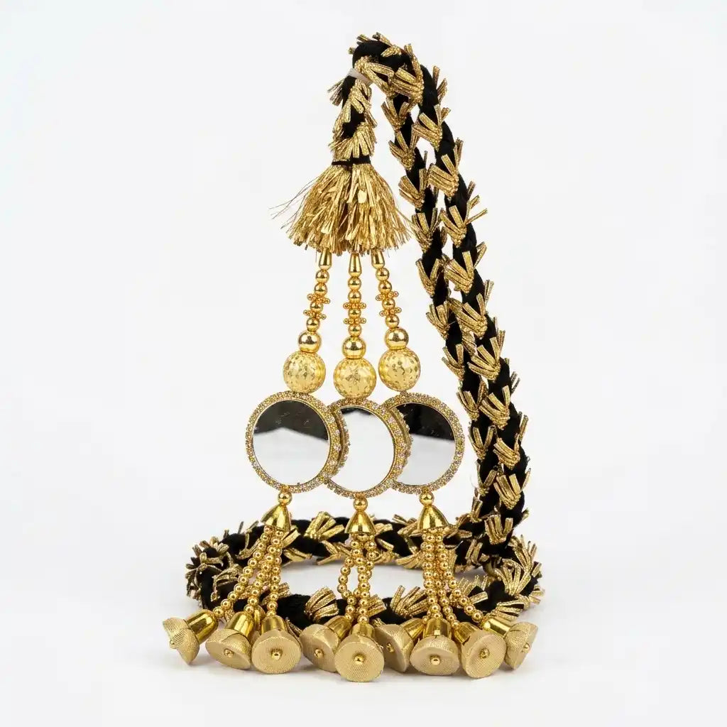 Traditional Golden Hair Lacha with Mirrors and Bells