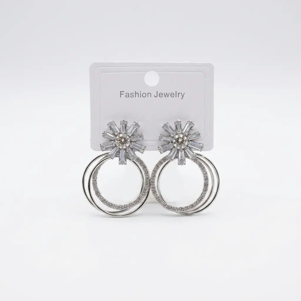 Silver-Plated Flower Earrings