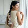 Traditional Silver Hair Lacha with Mirrors