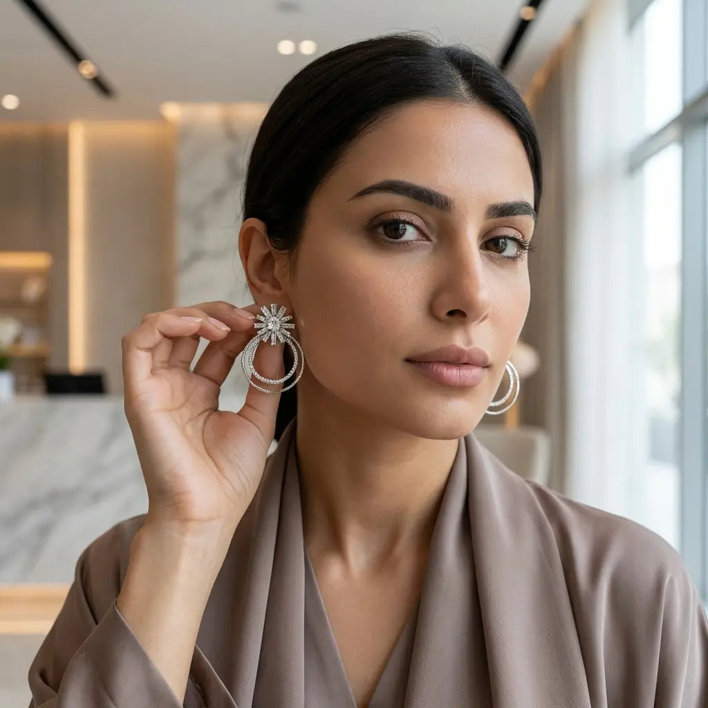 Silver-Plated Flower Earrings
