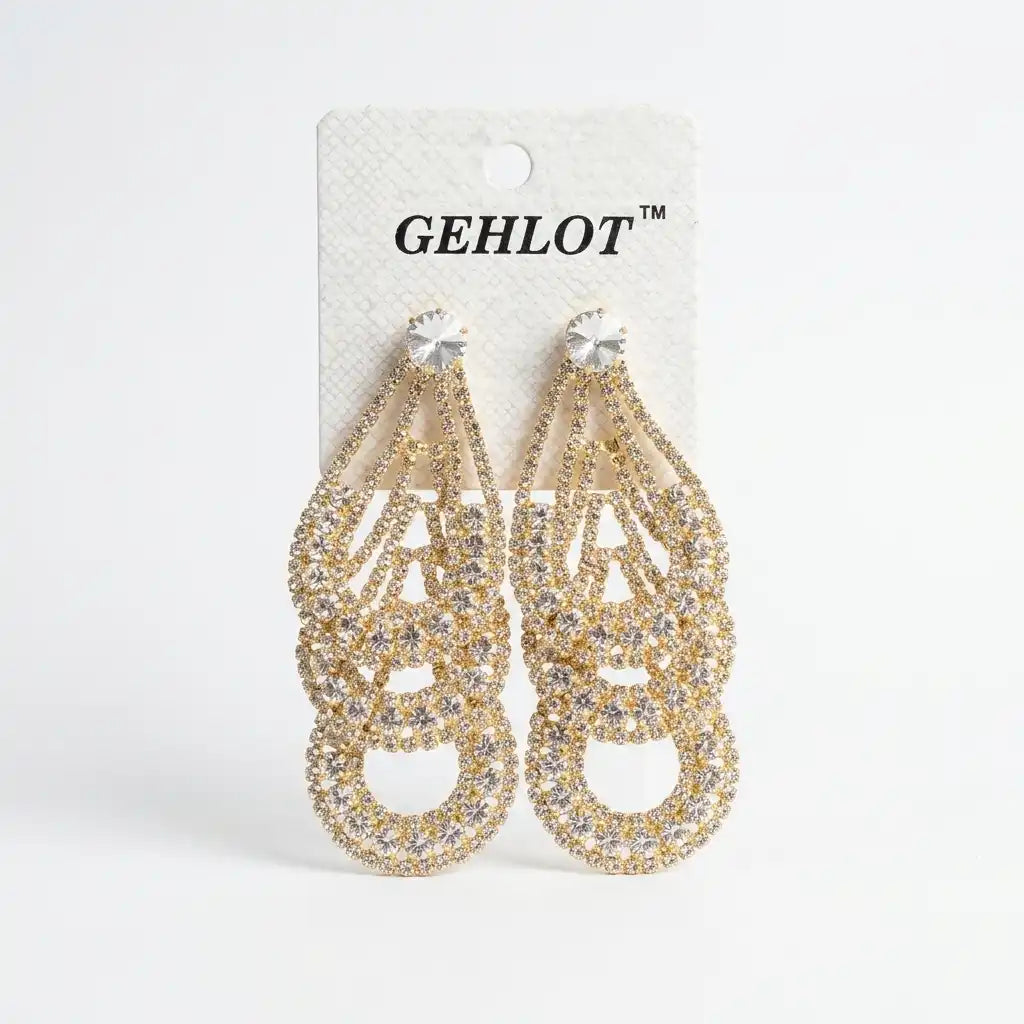 Gold Rhinestone Statement Earrings