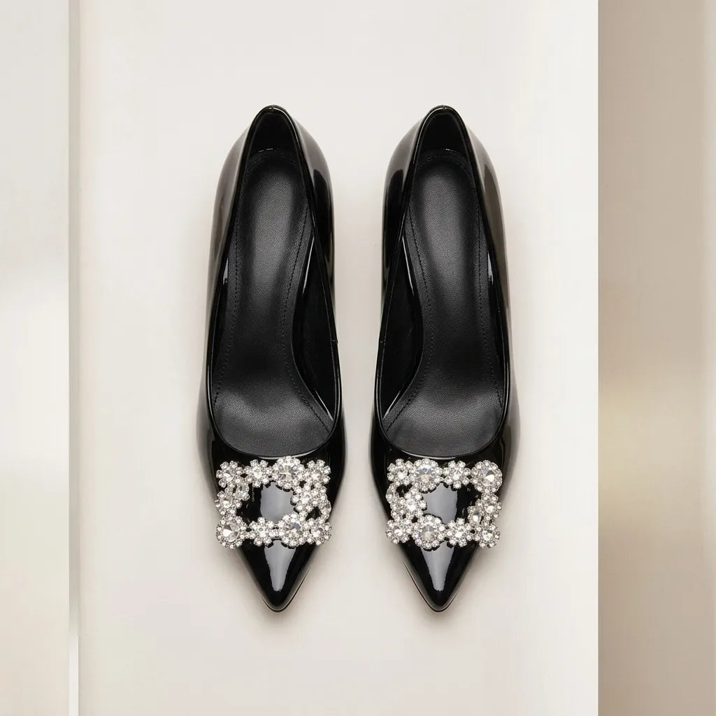 Rhinestone Party Heeled Shoes – Size 38