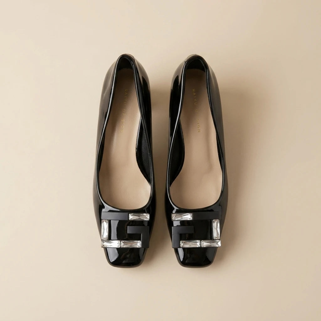 Glossy Embellished Heel Shoes – Size 37