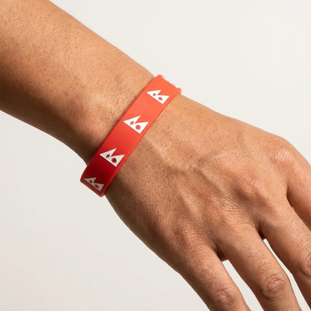 Nepali Flag Print Silicone Band
