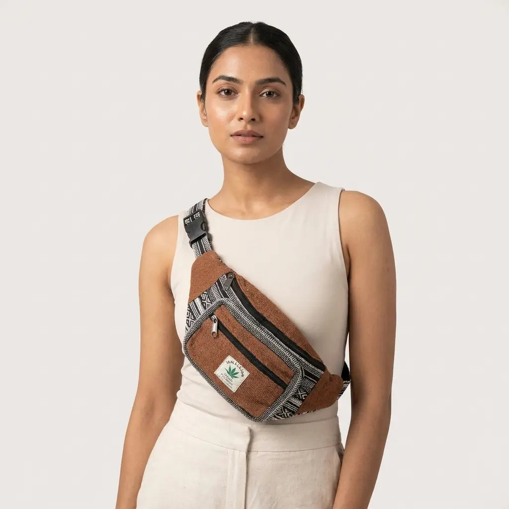 Unisex Himalayan Brown Multi-Pocket Waist Bag