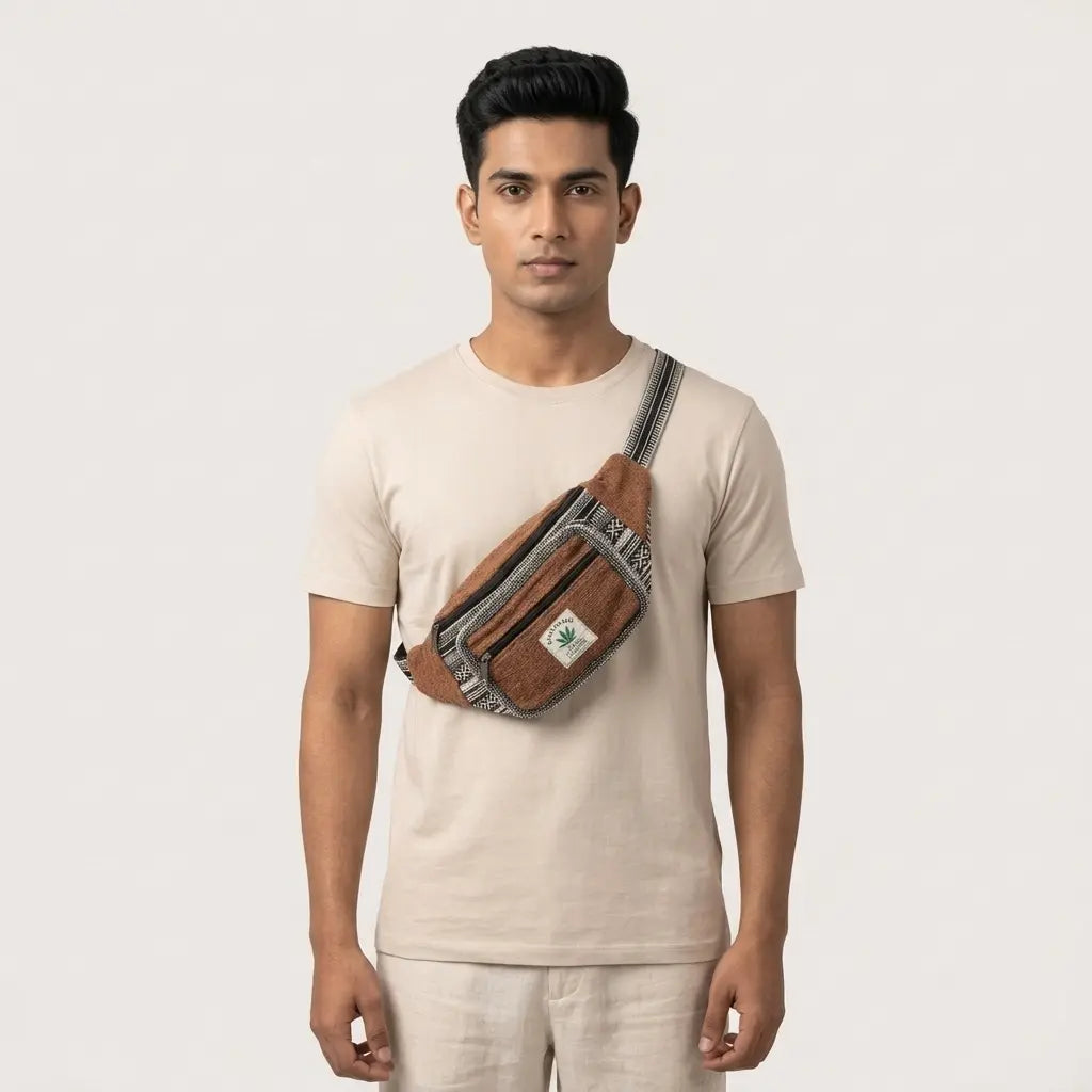 Unisex Himalayan Brown Multi-Pocket Waist Bag