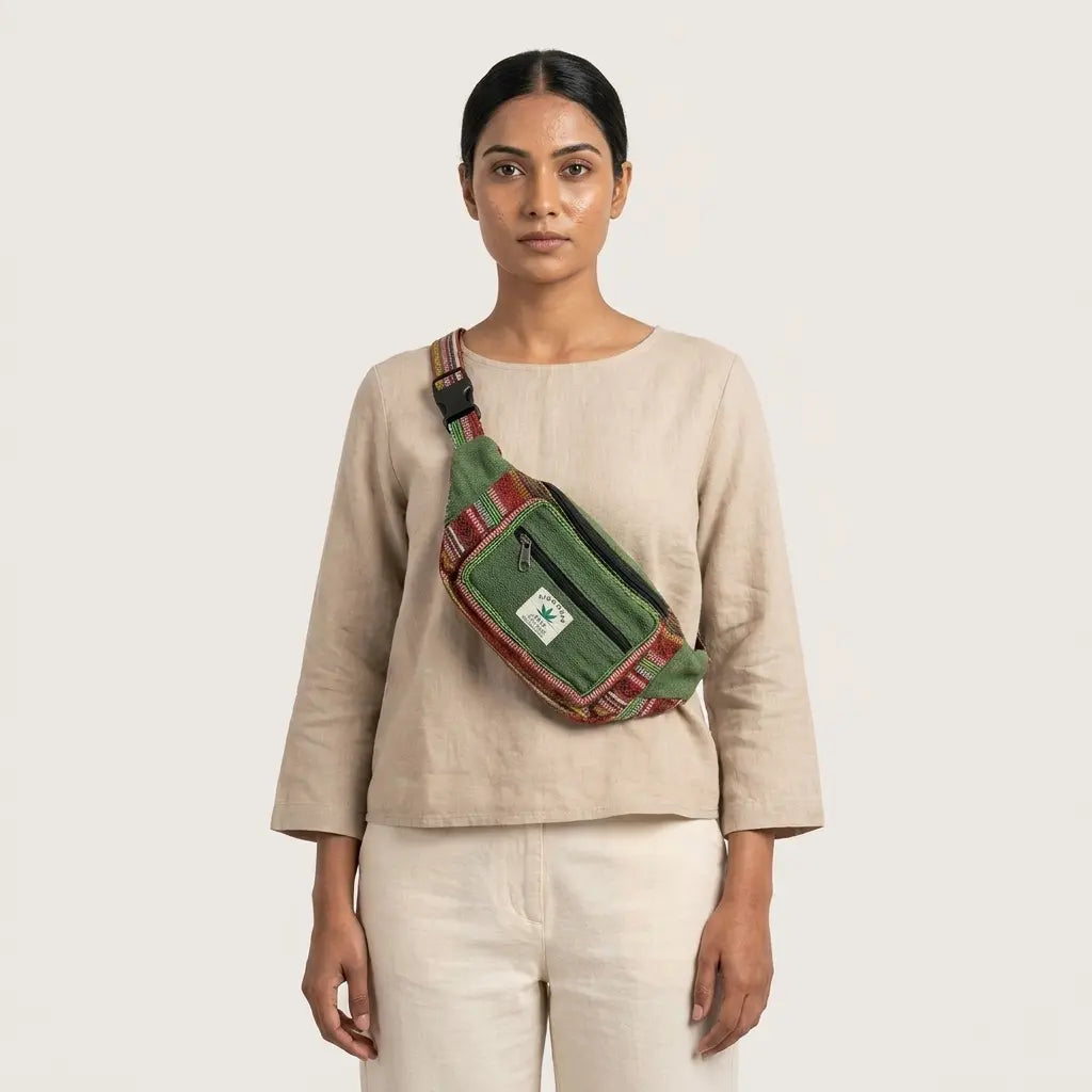 Unisex Himalayan Green Multi-Pocket Waist Bag