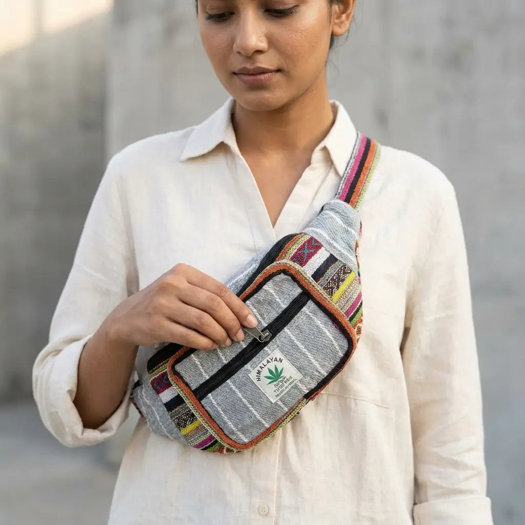 Himalayan Hemp Mix-Color Waist Bag – Unisex