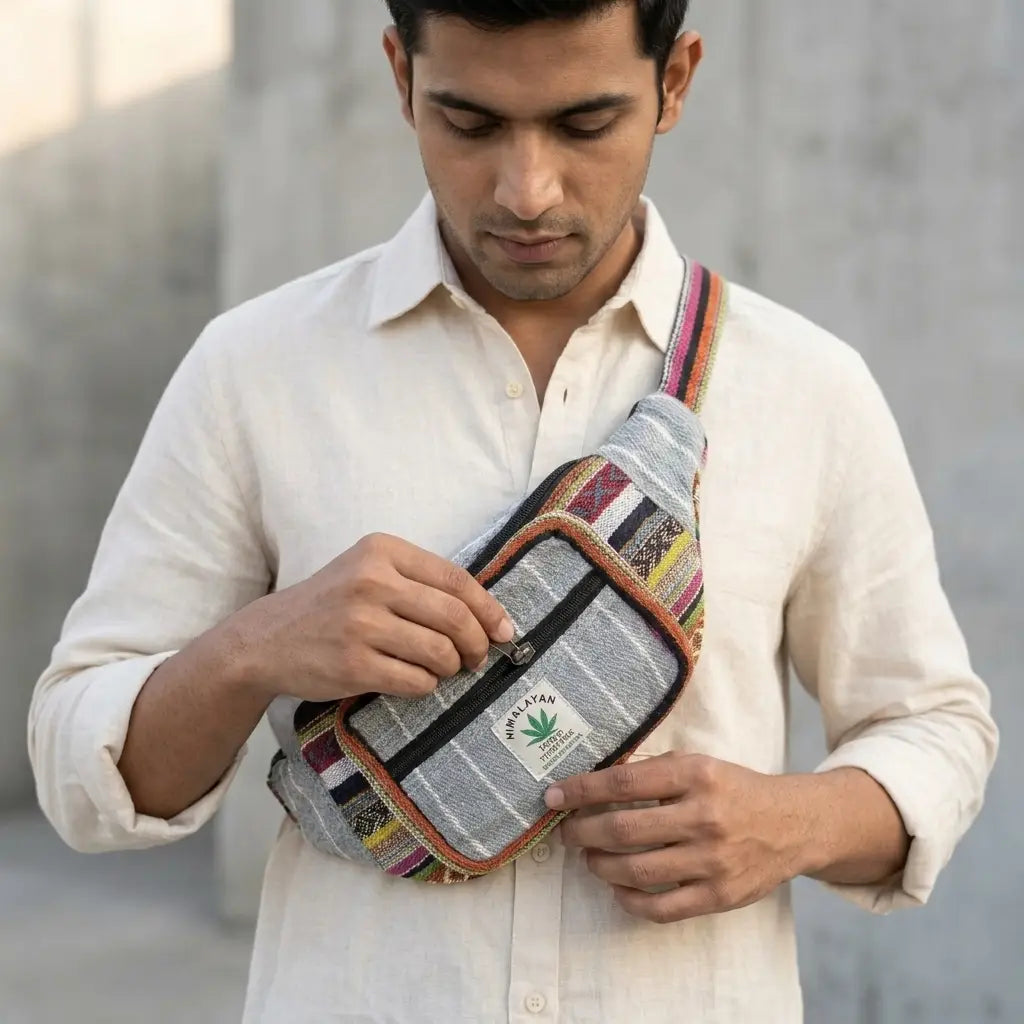 Himalayan Hemp Mix-Color Waist Bag – Unisex