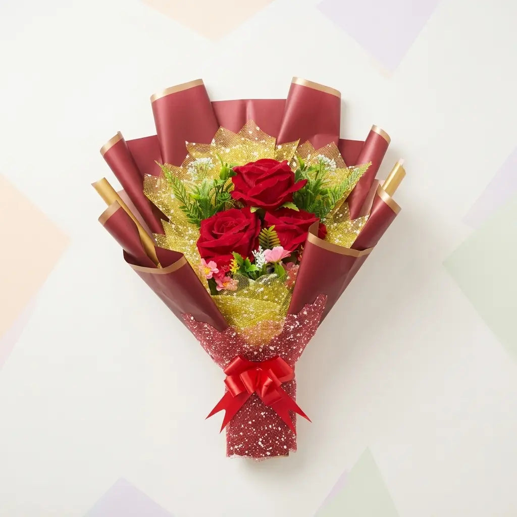 Artificial Red Rose Flower Bouquet