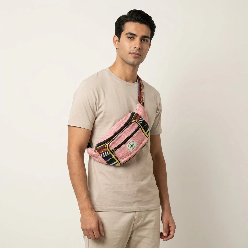 Unisex Himalayan Pink Multi-Pocket Waist Bag