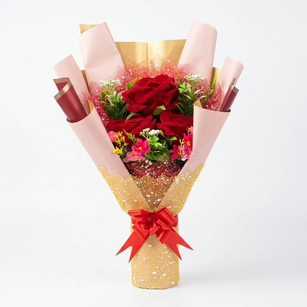 Premium Artificial Red Rose Flower Bouquet