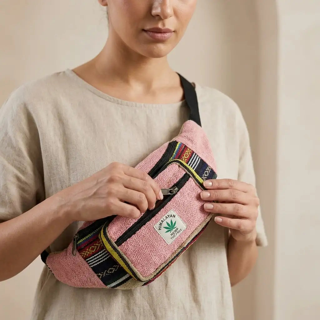 Unisex Himalayan Pink Multi-Pocket Waist Bag