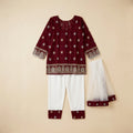 Rajasthani Maroon Short Kurthi Set