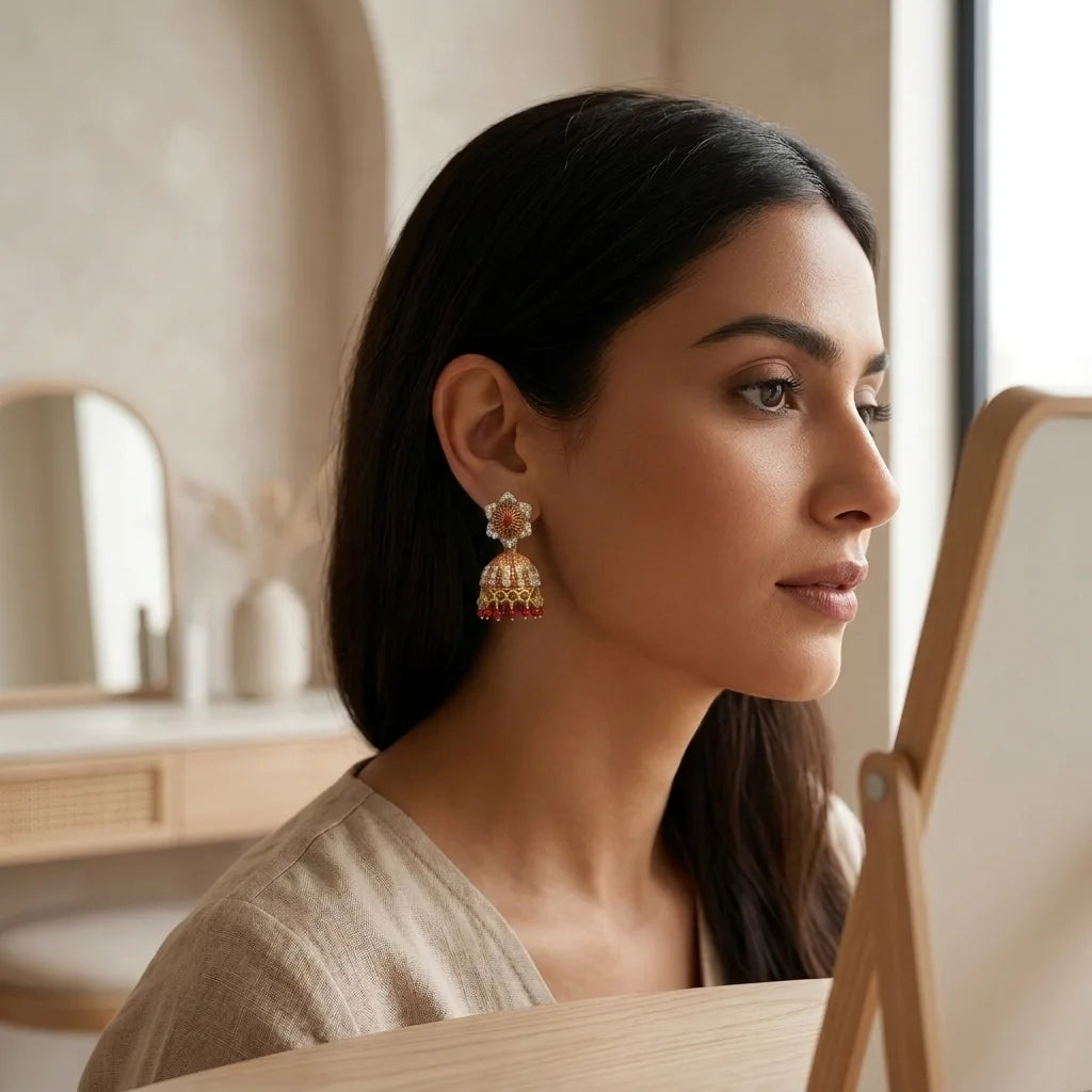 Traditional Star Stud Jhumka Earrings Qatar