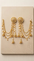Bahubali Gold Pearl Chain Earrings