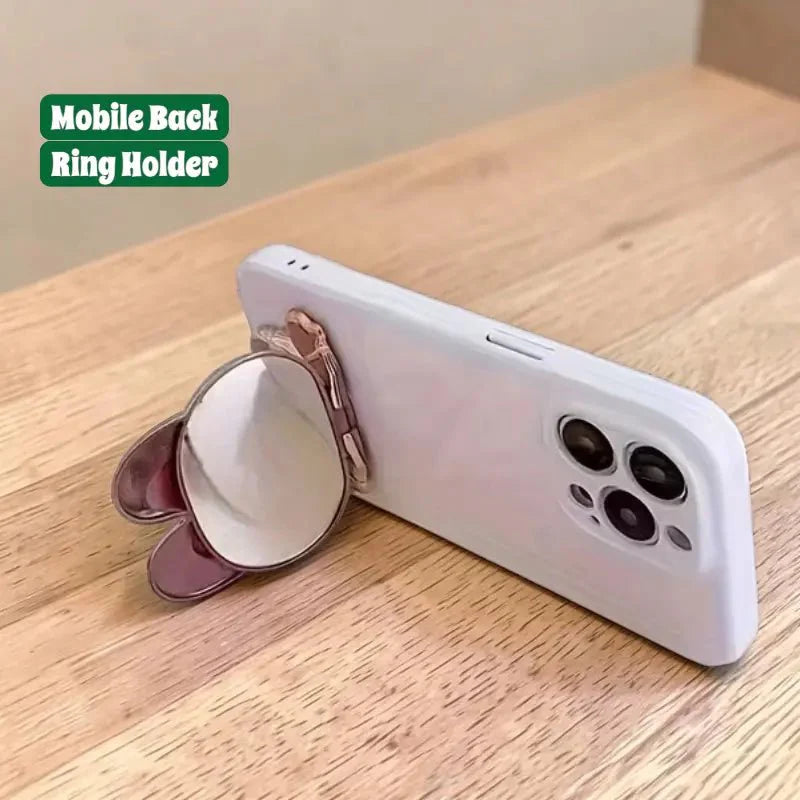 Rabbit Phone Back Holder with Makeup Mirror - Dohans Essentials - Pink - qatar